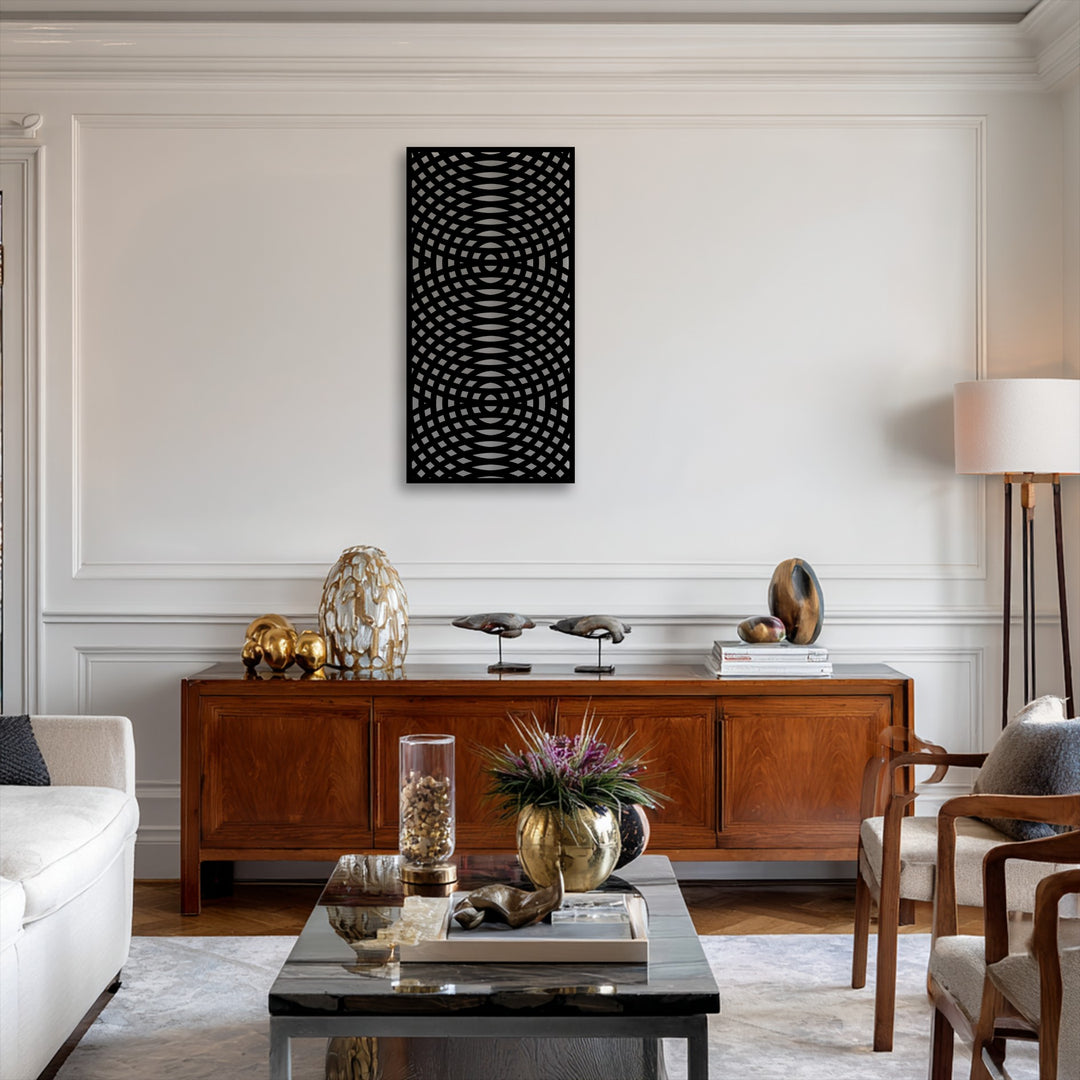 Optical Wave Grid – Abstract Geometric Metal Wall Art