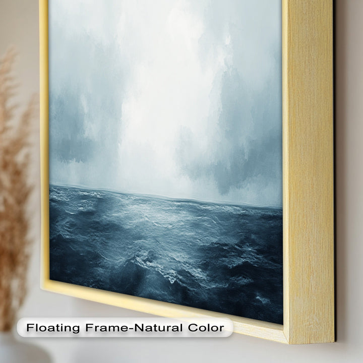 Ocean Horizon Calm – Minimalistisches blaues Meereslandschafts-Ölgemälde