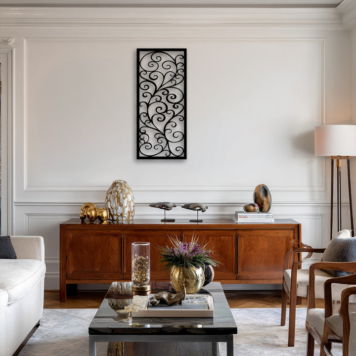 High material quality is evident in this elegant scroll pattern metal decoration wall art, offering a sophisticated and durable focal point.