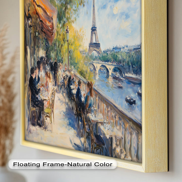 Eiffel Café Serenity – Parisian Terrace with River View Oil Painting