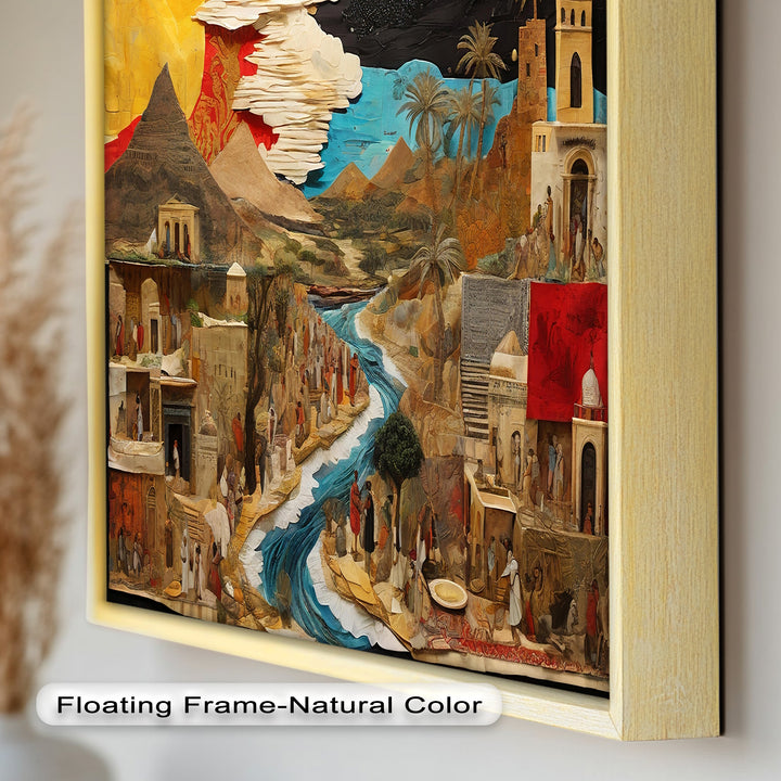 River of Time – Ancient Civilization Collage Picasso Oil Painting