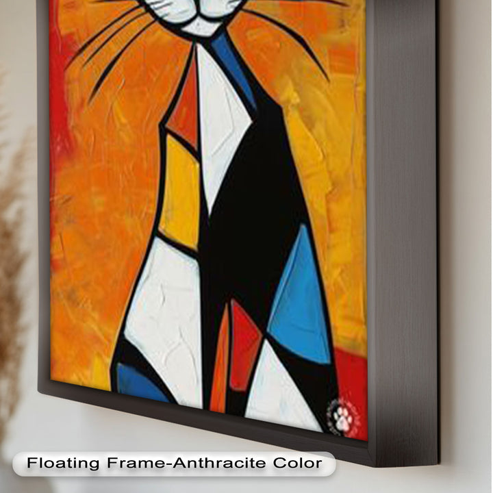 Geometrische Katze in kräftigen Farben – Picasso-Ölgemälde
