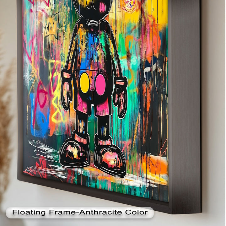 Crowned Chaos – Neon Royal KAWS Oil Painting