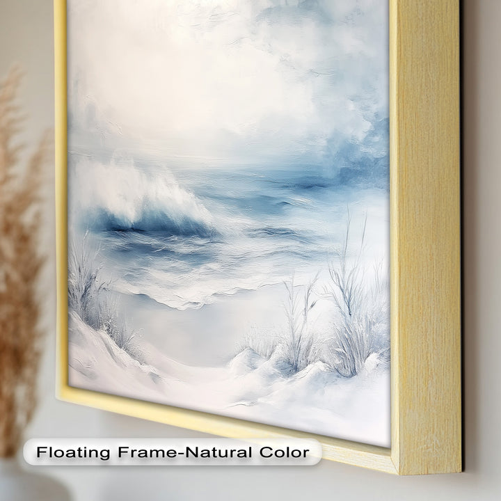 Coastal Wall Art - Snowy Beach Seascape Oil Painting