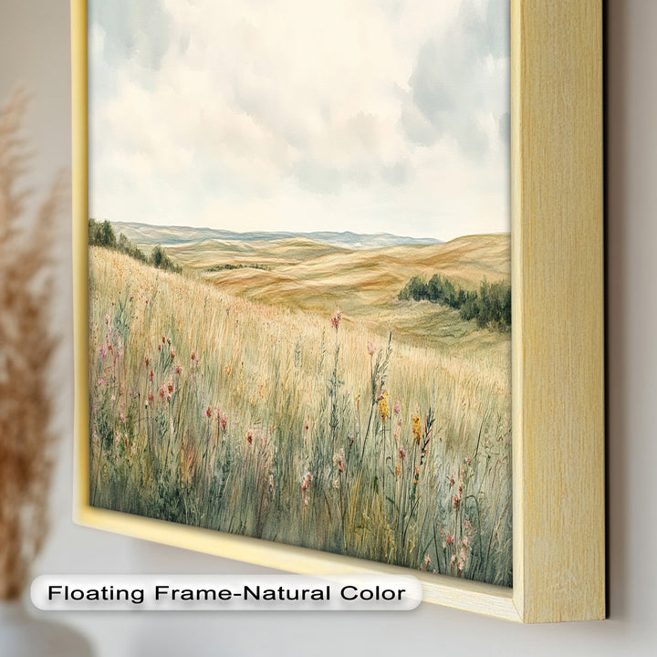 Soft Meadow Landscape Wall Art – Floral Oil Painting