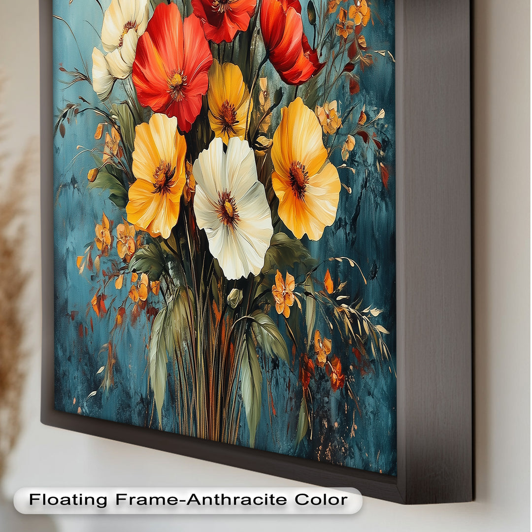 Vibrant Harmony – Multicolored Bloom Bouquet Flower Oil Painting