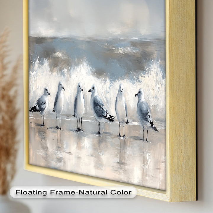 Seagulls and Surf – Bird Oil Painting