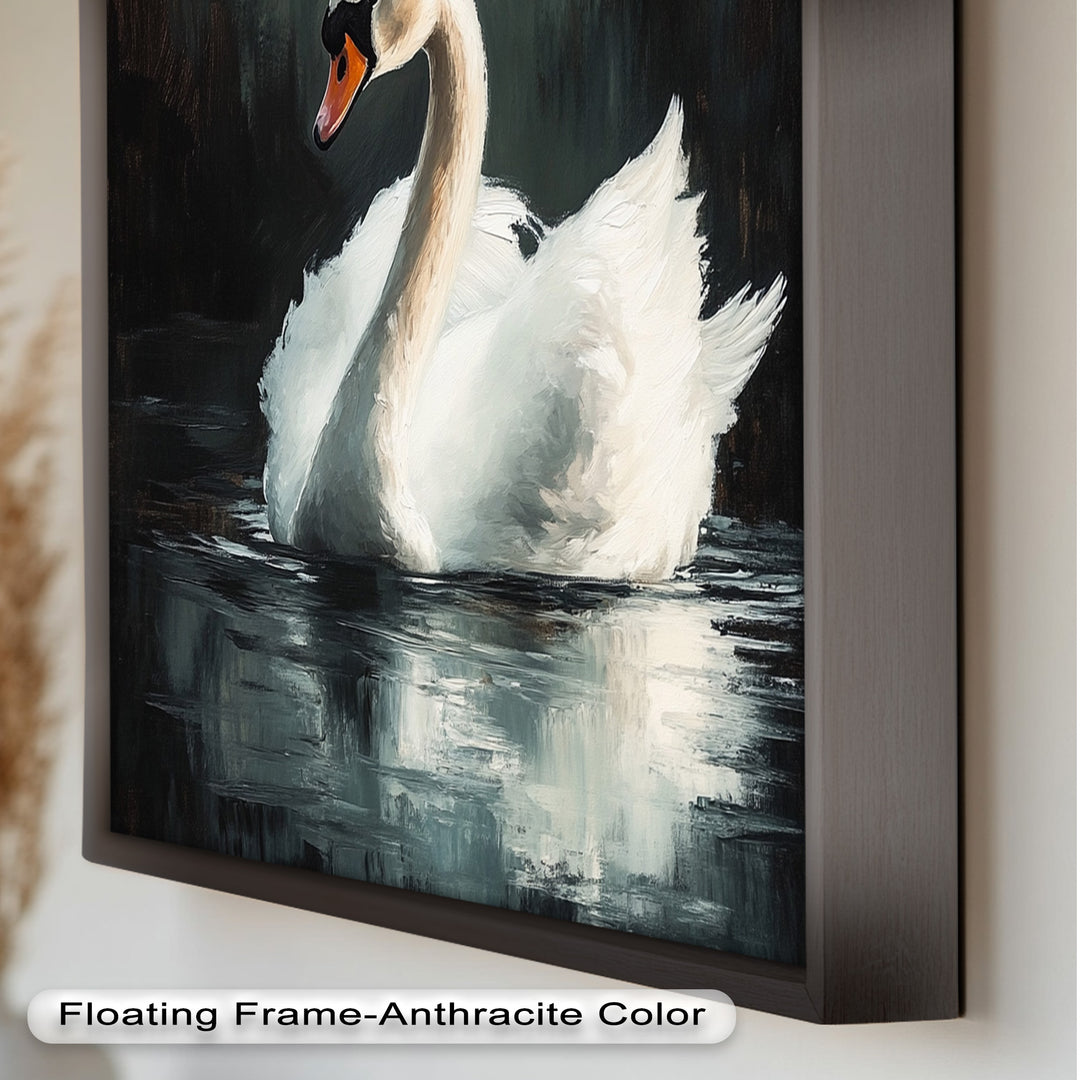 Solitary Grace – White Swan Oil Painting
