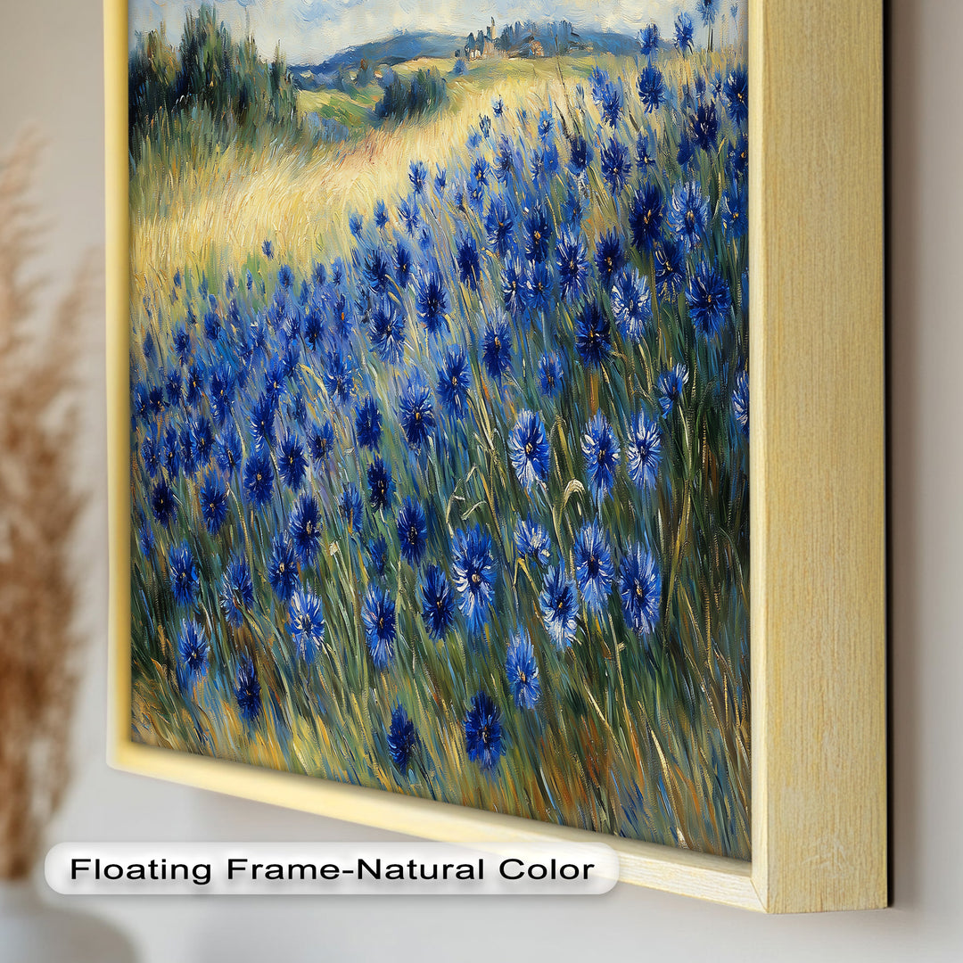 Golden Fields and Blue Cornflowers – Impressionist Meadow Scene Oil Painting