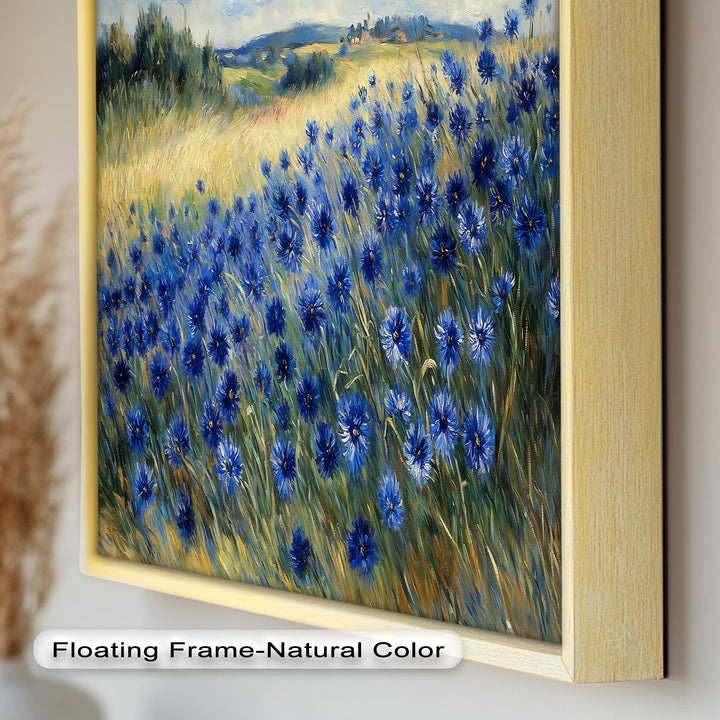 Golden Fields and Blue Cornflowers – Impressionist Meadow Scene Oil Painting