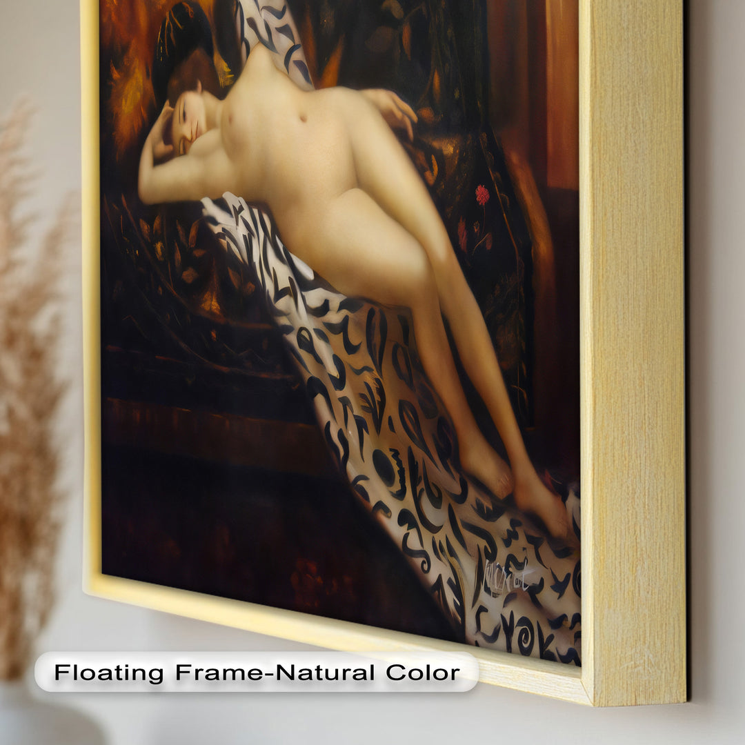 Velvet Reverie – Reclining Nude on Ornamental Nude Oil Painting