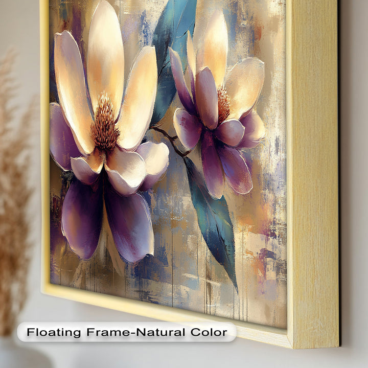 Golden Magnolia Blossoms – Modern Floral Oil Painting