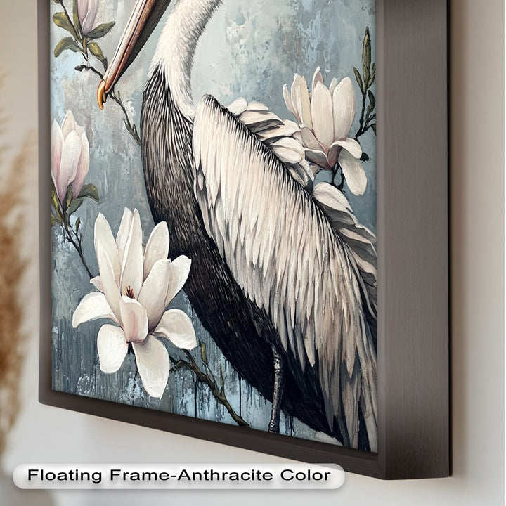 White Pelican Among Magnolia Blossoms - Animal Oil Painting