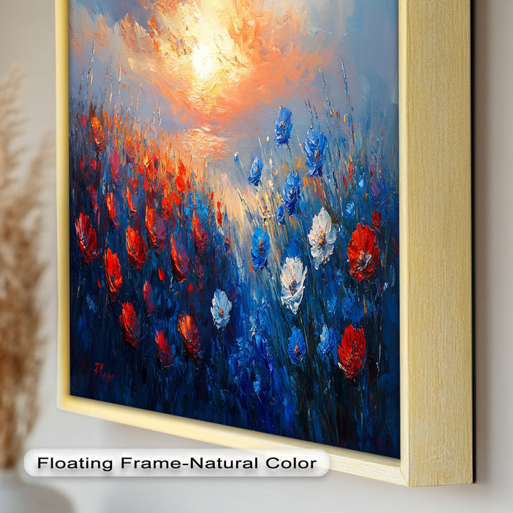 Wildflower Sunset Symphony – Colorful Horizon Flower Oil Painting
