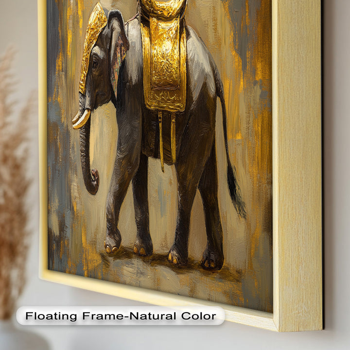 Elephant with Golden Saddle - Animal Oil Painting