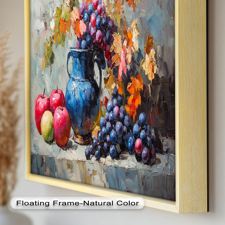 Fall Apple & Floral Still Life – Rustic Autumn Decor Oil Painting