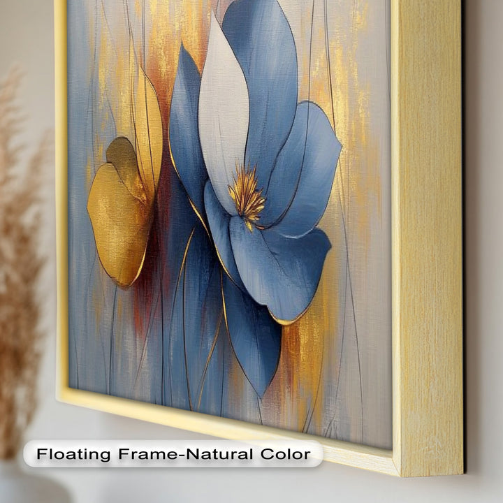 Blaue Magnolien-Wandkunst – Blumen-Ölgemälde