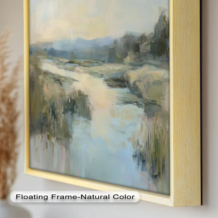 Pastel River Landscape - Framed Oil Painting