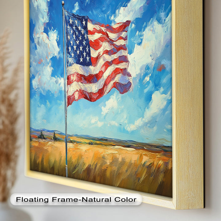 Amerikanische Flagge auf dem Land – Patriotisches Ölgemälde