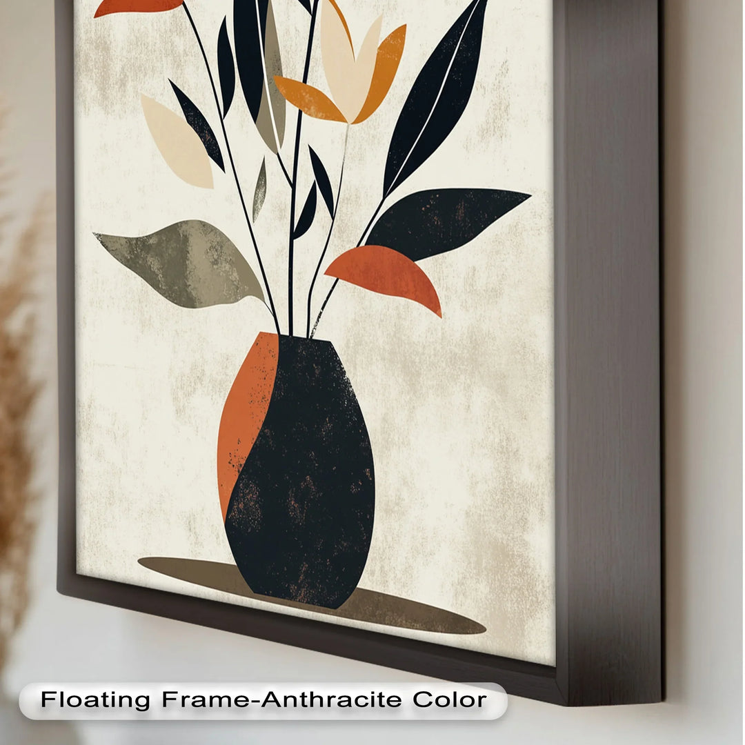 Earthy Boho Floral – Modern Abstract Vase Oil Painting - MyPhotoStation