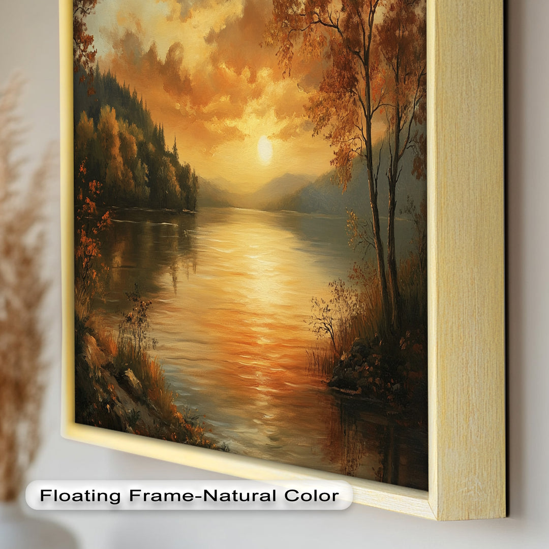 Golden Lake Sunset – Herbstreflexion Hudson River Ölgemälde