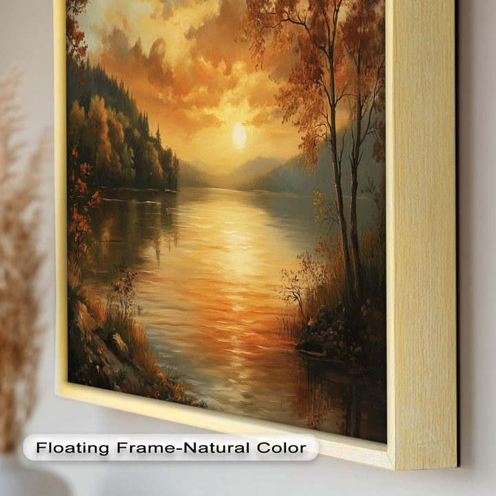 Golden Lake Sunset – Herbstreflexion Hudson River Ölgemälde