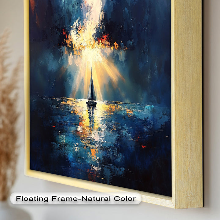 Radiant Horizon – Sailboat at Sunset Oil Painting