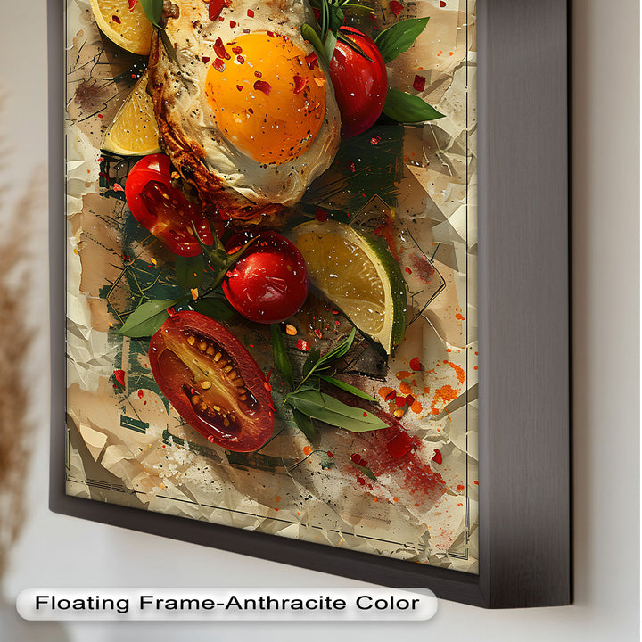 Spiegelei und Brathähnchen mit Kräutern - Food Painting