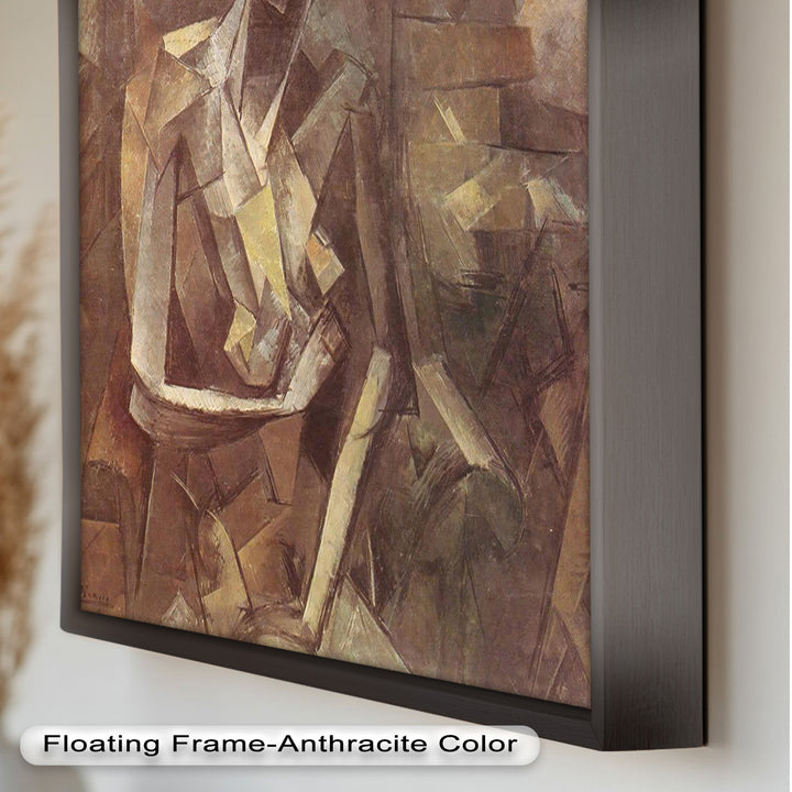 Sepia Kubistische Figur Wandkunst – Abstraktes Ölgemälde