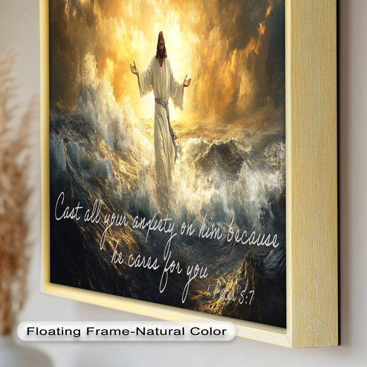 1 Peter 5:7 – Trust in God Bible Verse Oil Painting