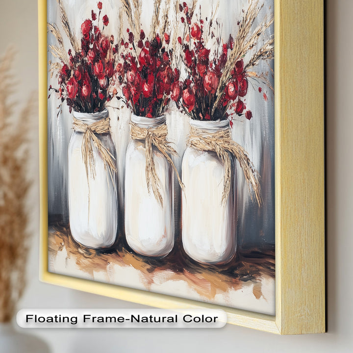 Jar Trio – Red Floral Oil Painting