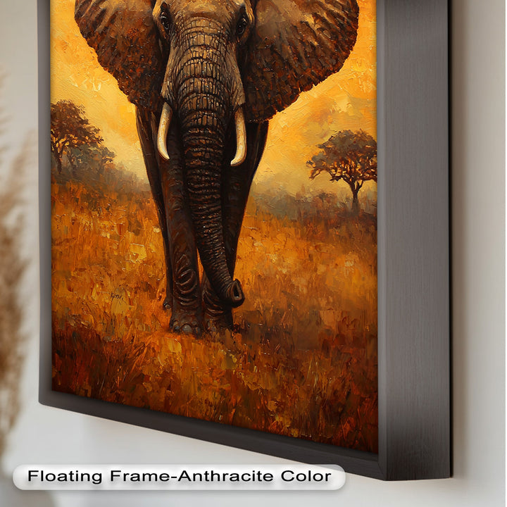 Majestic Elephant at Sunset – Wildlife Oil Painting