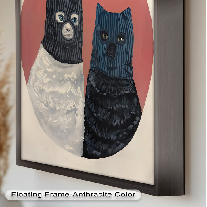 Masked Companions – Contemporary Cat Oil Painting