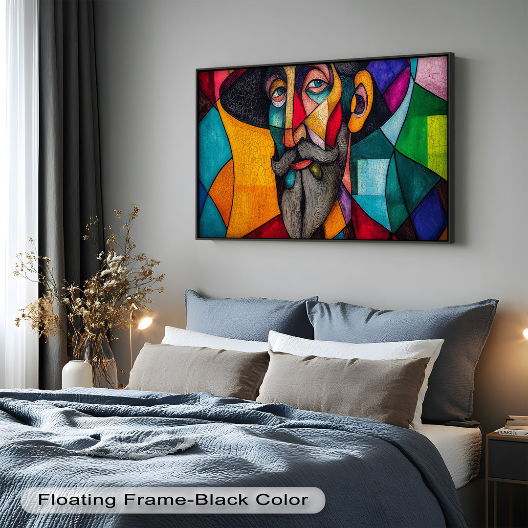 The Thinker’s Mosaic – Abstract Male Portrait Oil Painting