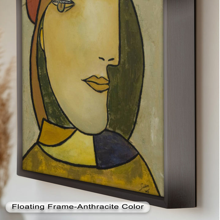 Melancholy in Red Hat – Minimalist Portrait Picasso Oil Painting