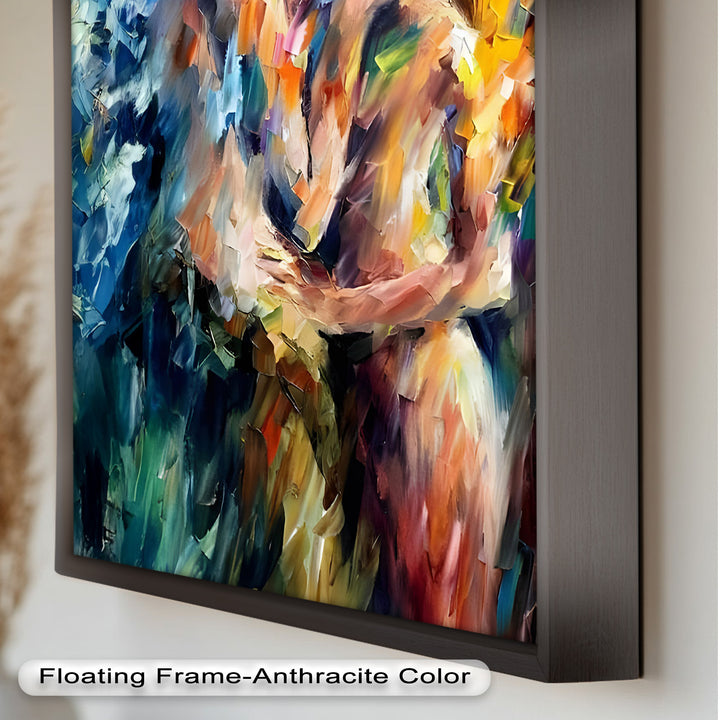 Ethereal Embrace – Abstract Lovers in a Burst of Color Oil Painting