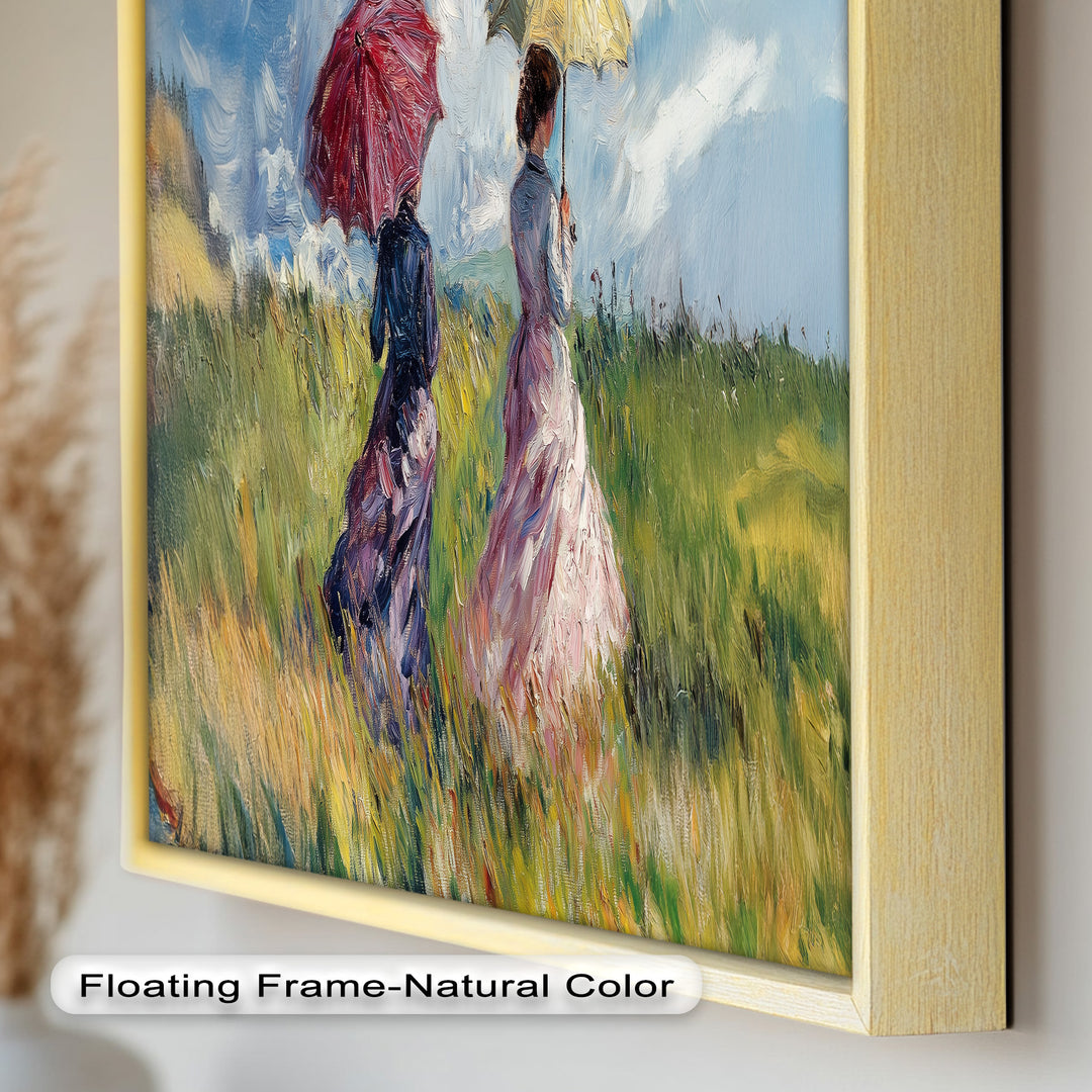 Ladies with Parasols in a Sunlit Meadow – Impressionist Oil Painting