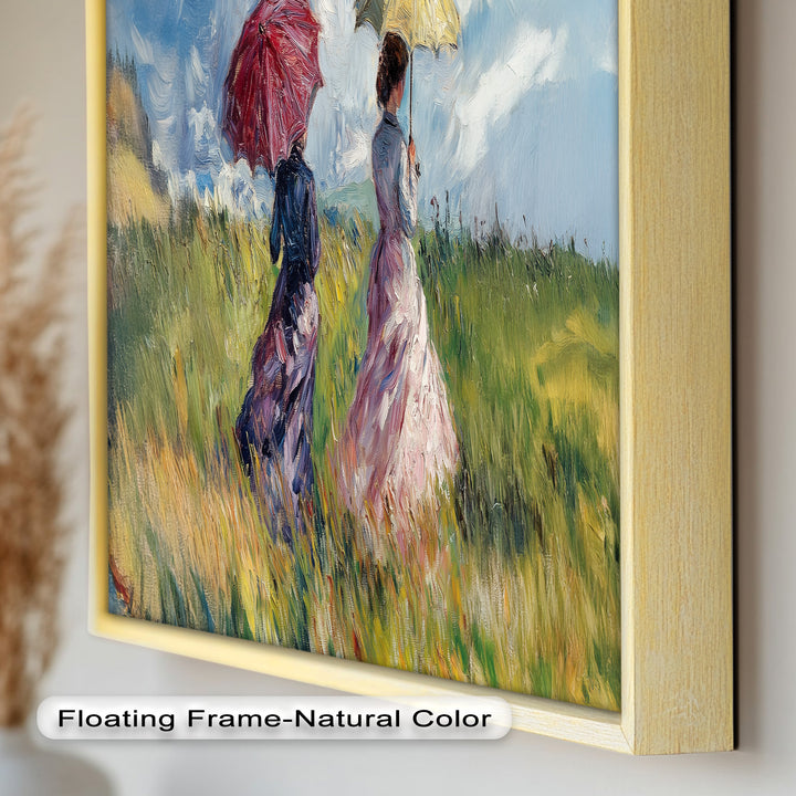 Ladies with Parasols in a Sunlit Meadow – Impressionist Oil Painting