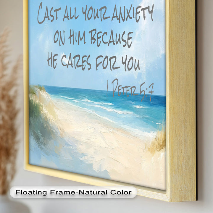 1 Peter 5:7 – Cast Your Anxiety Bible Verse Oil Painting