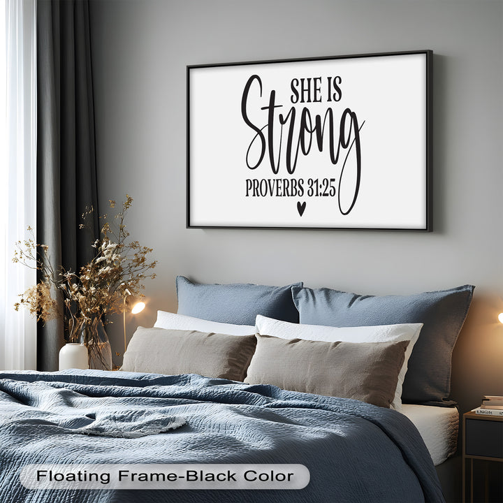 She Is Strong – Proverbs 31:25 Bible Verse Oil Painting
