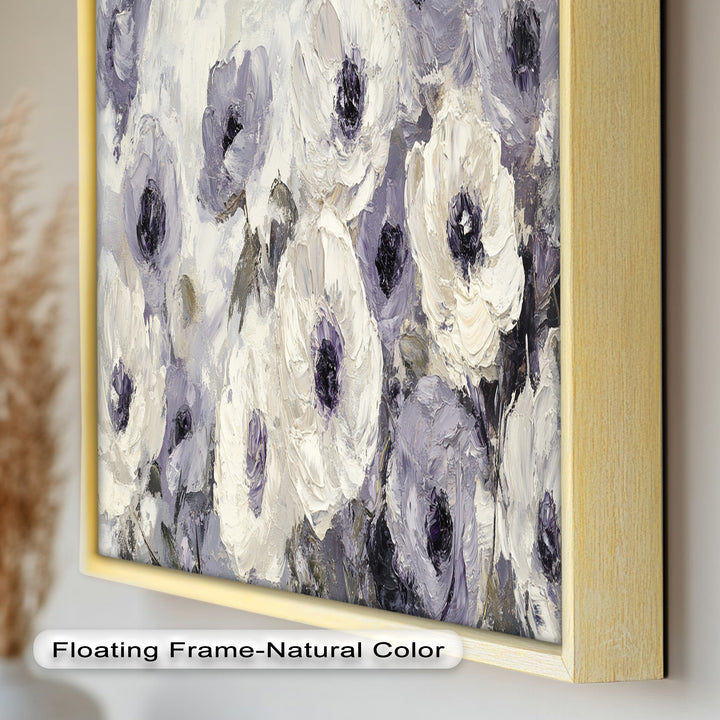 Ivory Whispers – Cream and Lavender Anemone Flower Oil Painting