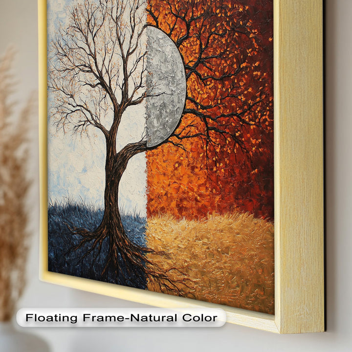 Duality of Seasons – Abstract Tree Oil Painting