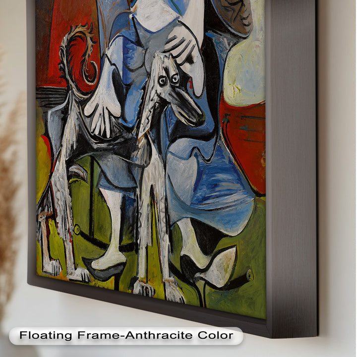 Loyal Companion – Picasso Style Woman with Dog Oil Painting