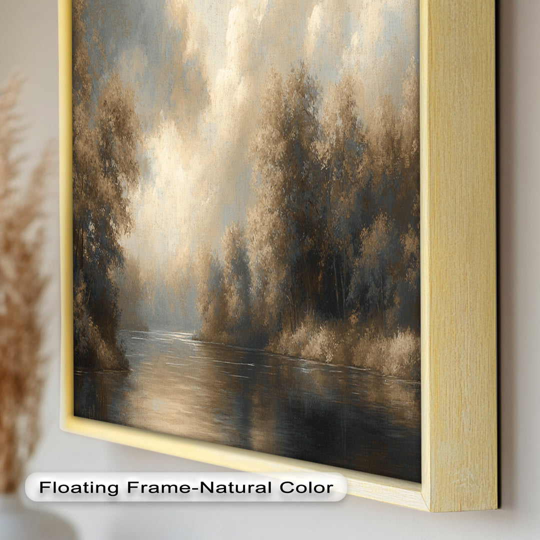 Serene River Landscape Wall Art – Modern Oil Painting