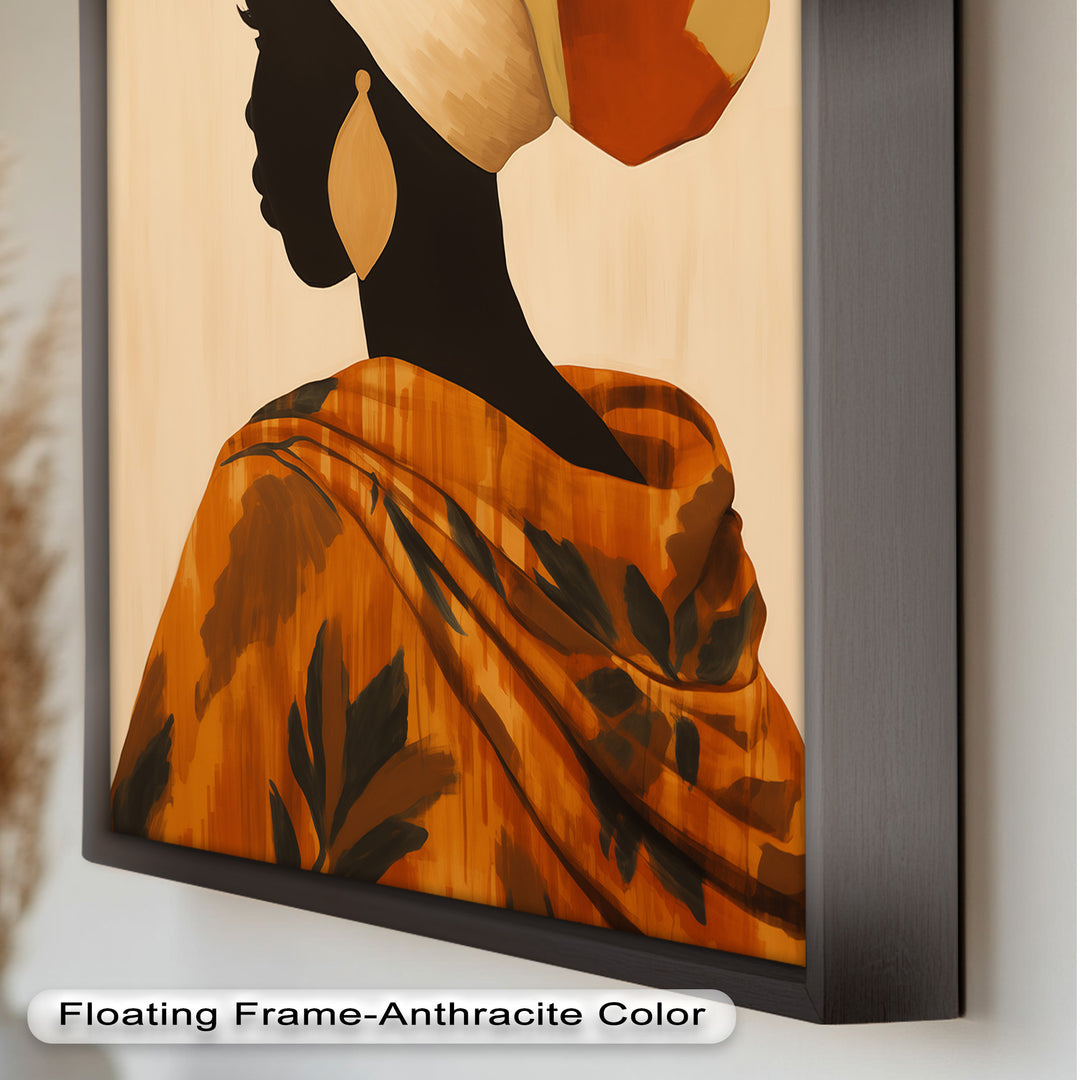 Afrikanische Frau Silhouette Kunst - Gerahmtes Ölgemälde