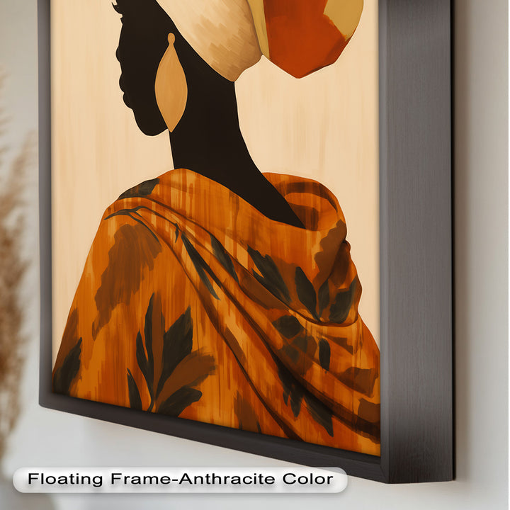 Afrikanische Frau Silhouette Kunst - Gerahmtes Ölgemälde