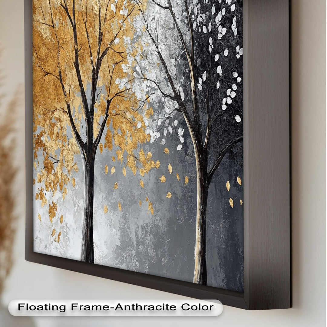 Flüstern von Herbst und Winter – Ölgemälde mit zwei Baumblumen