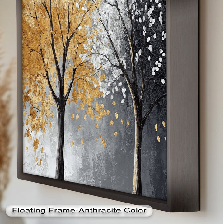Flüstern von Herbst und Winter – Ölgemälde mit zwei Baumblumen