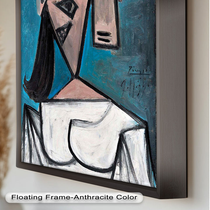 Angular Expression – Cubist Woman in White Dress Picasso Oil Painting