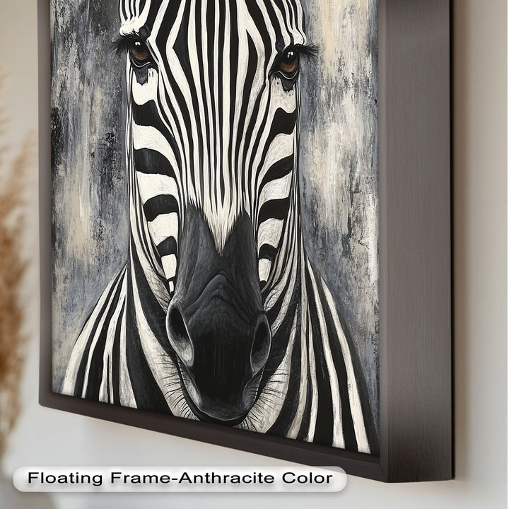 Zebra Portrait – Bold Black and White Animal Oil Painting